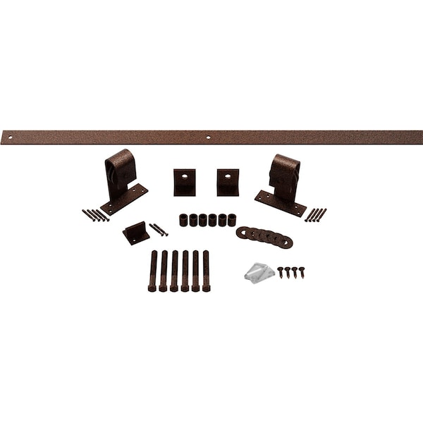 Ekena Millwork Premium J-Top Mount Barn Door Hardware Set w/ 8' Track for 1 3/8" to 2 1/4" Doors, Copper Vein GB60010H8CV - main
